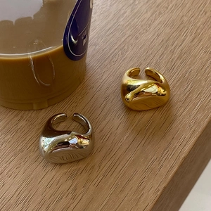 Brass Gold Silver Plated Irregular Open Rings Chunky Organic Geometric Minimalist Adjustable Finger Jewelry For Women
