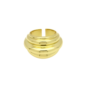 Macro shot of a layered 18K gold-plated ring showing minimalist texture and open design