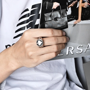 Vintage stainless steel signet ring featuring Ace of Spades heart design for a modern look