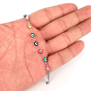 Bracelet œil porte-bonheur pour bébé multicolore avec chaîne en argent ajustable