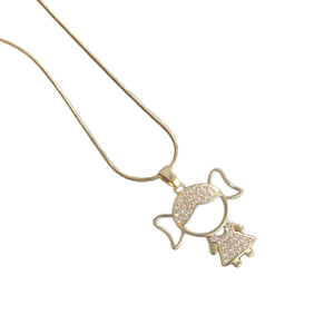 Exquisite gold-plated girl pendant necklace with sparkling cubic zirconia on white base