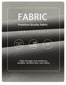 Detailed close-up of light gray pants fabric showing soft texture and wrinkle-free weave