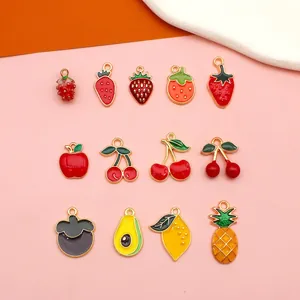 Pendentifs En Alliage Émail En Forme De Fruit Pour La Fabrication De Bijoux DIY Fraise Cerise Ananas