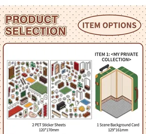 Detail view of DIY interior stickers with PET material sheets and scene backing board