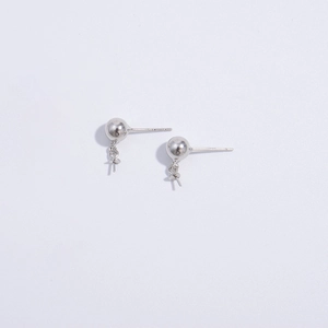 Minimalist S925 sterling silver ball stud earrings with hanging loops for DIY jewelry