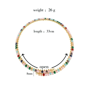 Detailed specs of luxury colorful gemstone necklace with 26g weight and 33cm adjustable length
