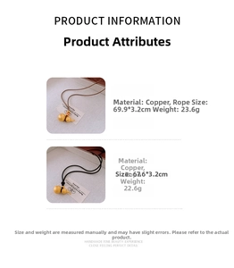 Detailed specs of matte gold gourd pendants on adjustable brown and black leather cords