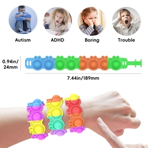 Detailed dimensions of rainbow silicone fidget bracelet for stress relief and ADHD focus