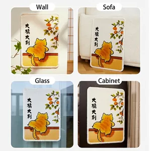 Vertical cat scratching mat for wall and sofa protection with cute orange cat design