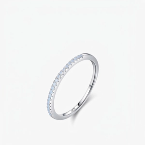 S925 Sterling Silver Ring Thin Band Light Blue Crystal Minimalist Dainty Fashion Jewelry For Women