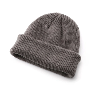 Minimalist ribbed knit beanie in coffee brown color with a classic cuffed design