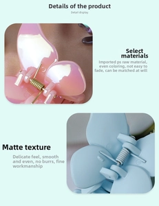 Close-up of matte and glossy butterfly hair claws made of high-quality PS material
