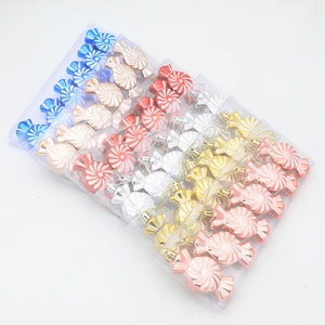 Set of spiral candy Christmas ornaments in multiple metallic colors for holiday tree decor