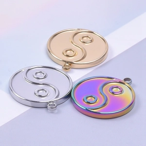 Set of 304 stainless steel Yin Yang charms in gold, silver and iridescent finishes