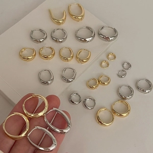 Minimalist Chunky Hoop Earrings For Women French Style Geometric Copper Jewelry With 925 Sterling Silver Earring Post