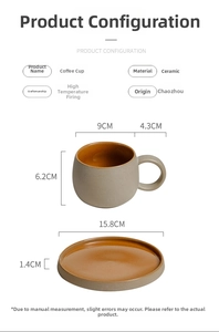 Tabella delle dimensioni dettagliata per set tazza e piattino con misure in centimetri