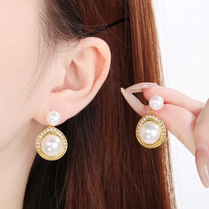 Boucles d'oreilles vintage en perles dorées et strass pour les vacances d'été au bord de mer