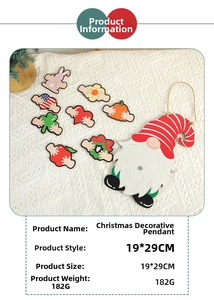 Detail of cute forest gnome Christmas ornament with eight interchangeable holiday icons