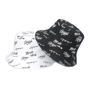 Chapeau Bob Thug Life Imprimé Lettres Coton Protection Solaire Streetwear Graffiti Hip Hop Pare-Soleil Hommes Femmes Casual