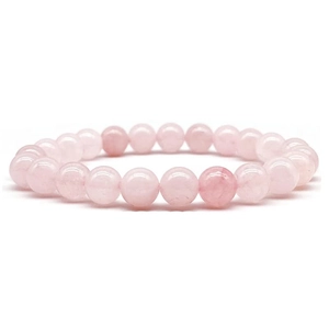 8mm rose quartz gemstone bead stretch bracelet for women with polished round natural crystals