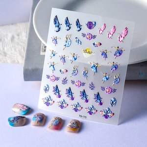 5D Embossed Nail Stickers Elegant Ballet Girl Swan Flower Feather Pattern Stereoscopic Waterproof DIY Manicure Decor For Women