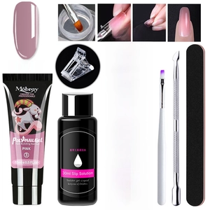Set per unghie in gel da 7 pezzi con gel di estensione rosa da 15ml e strumenti