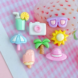 Summer Beach Theme Miniature Charms Resin Plastic Assorted Shapes For DIY Jewelry Making Nail Art Phone Case Decor Cute