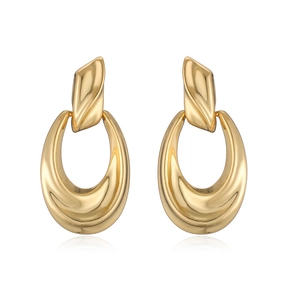 Elegante goldene Wellen-Ohrhänger mit metallischem, geometrisch-ovalem Design