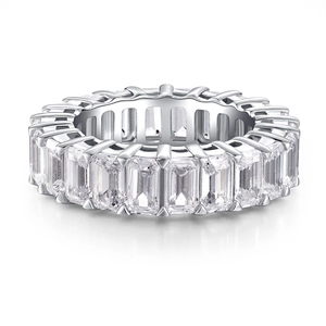 Elegant S925 sterling silver eternity ring featuring brilliant baguette cut zircons