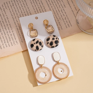 Ensemble de 6 boucles d'oreilles rétro avec motif léopard, strass et créoles