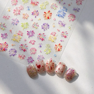 3D colorful fireworks nail art stickers with relief effect for manicure decoration