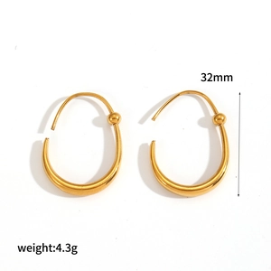 U-shaped 18k gold plated stainless steel earrings with 32mm height and 4.3g weight