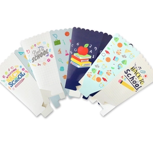 Set of 6 Back to School popcorn boxes with school supply patterns and apple designs
