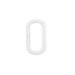 Close-up of a white oval-shaped plastic link ring for DIY jewelry and bag accessories