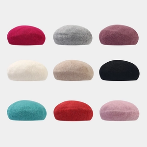 French Style Rabbit Hair Beret Hat Soft Fluffy Knitted Winter Warm Artist Cap Solid Color Elegant Sweet For Women