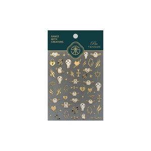 Golden luxury nail stickers M1240 with melting clocks, stars, hearts, and cross designs