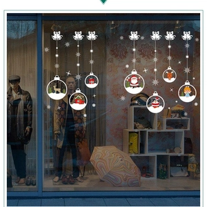 Christmas crystal ball window decals with reindeer and Santa for festive store decoration