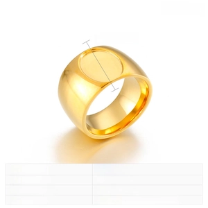Polished 15mm gold signet ring for men in stainless steel with 13g weight details