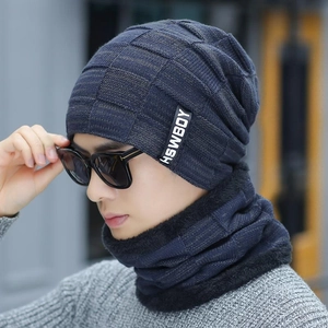 Winter Warm Knitted Beanie And Neck Warmer Fleece Lined Thick Windproof Outdoor Sports Fashion For Men