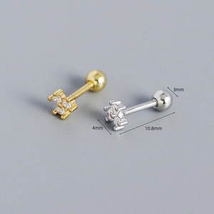 Mini s925 silver flower stud earrings with CZ diamonds and screw ball back 10.8mm