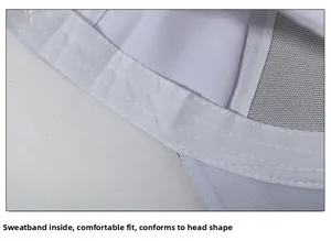 Close-up of internal sweatband and breathable mesh lining of the baseball cap