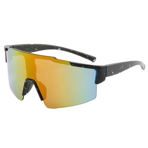 Outdoor sports cycling sunglasses with black polka dot frame and gradient mirror lenses