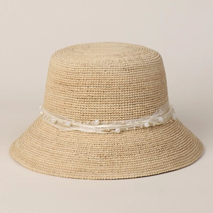 French Style Raffia Straw Hat With Lace Ribbon And Faux Artificial Pearls Wide Brim Sun Protection Elegant Beach Vacation For Women