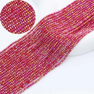 Faceted Glass Beads Plated Crystal Spacer Beads For DIY Jewelry Making Bracelet Necklace Crafting Rainbow Multicolor Small Rondelle