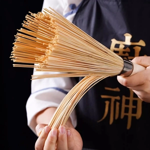 Durable bamboo pot brush with high-elasticity natural bristles and ergonomic wood handle