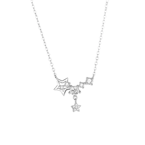 Elegant 925 sterling silver necklace featuring star pendants with sparkling zircon stones