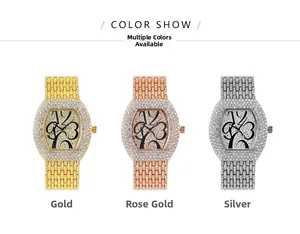 Detailed view of fashion watches in gold, rose gold and silver with crystal encrusted dials