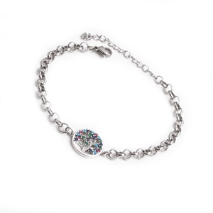 Tree Of Life Bracelet Stainless Steel Colorful Zirconia Copper Charm Adjustable Link Chain Jewelry For Women Fashion