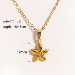 Detailansicht des Gold Seestern Anhängers mit Größe 11mm und Kettenlänge 40+5cm