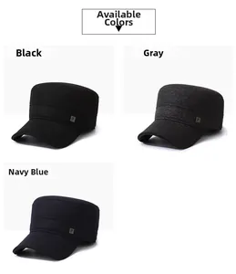 Berretti militari invernali da uomo in nero, grigio e blu navy con fodera in pile